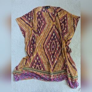 C&C California Vibrant Orange and Purple Tunic